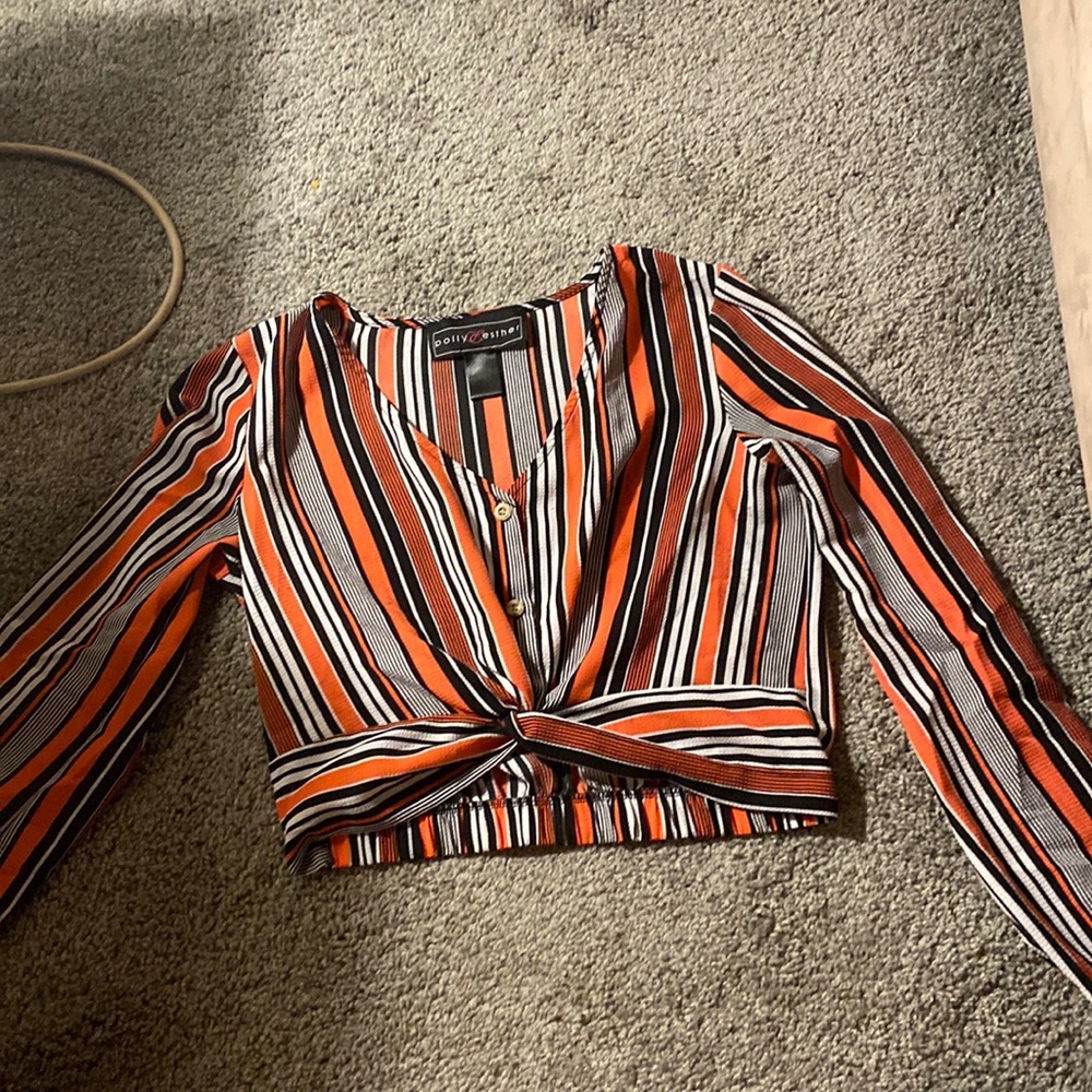 Multicolor crop top business shirt
